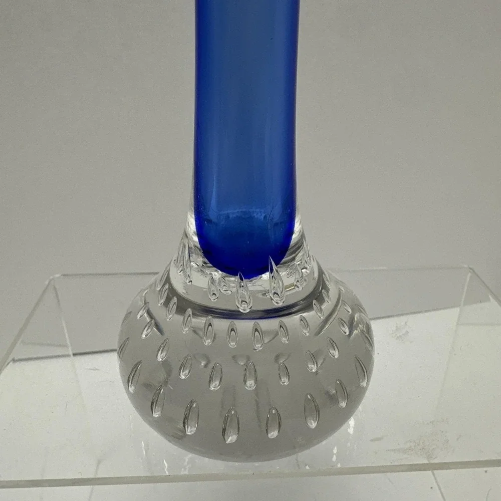 Aseda Glasbruk Calla Lily Bud Vase Blue MCM Sweden 8